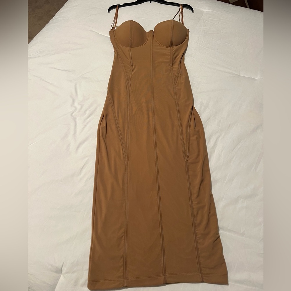 JLUXLABEL Tan Midi Dress